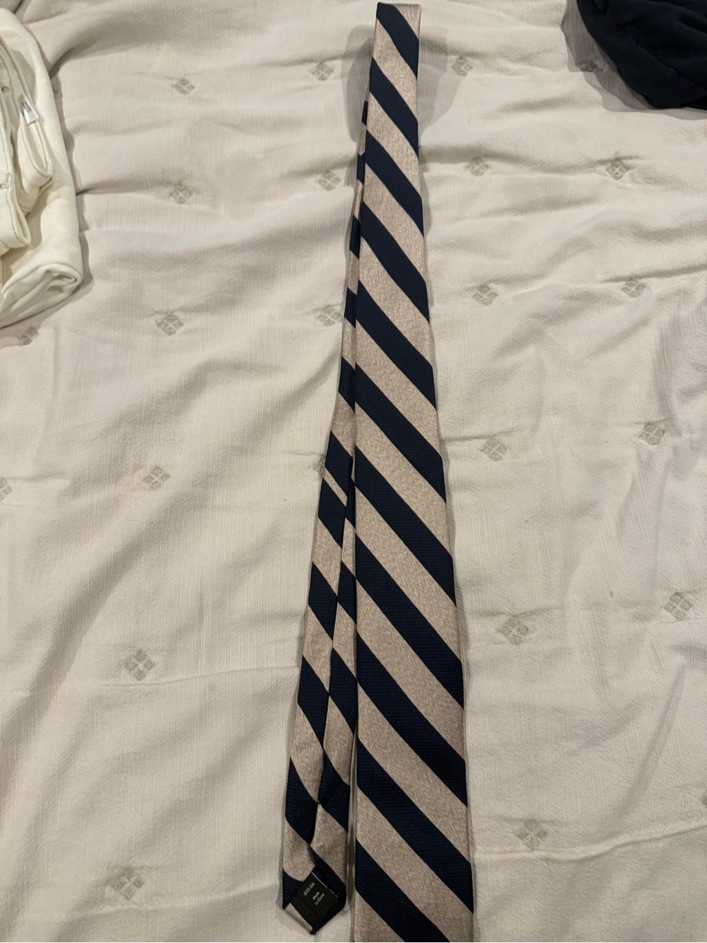 Nordstrom Navy and Beige Diagonal Stripe Tie